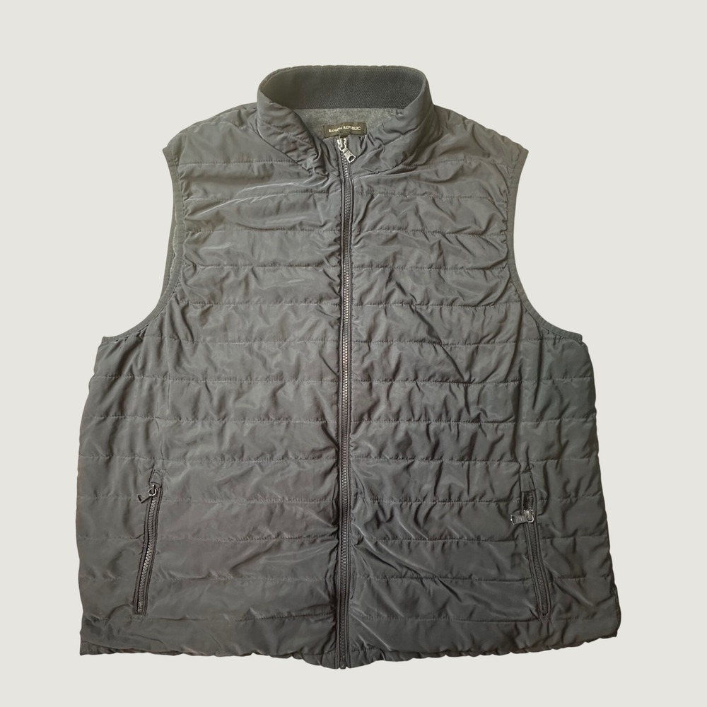 Banana Republic Puffer Vest Mens XXL Navy Blue Quilted Full Zip Mock Neck